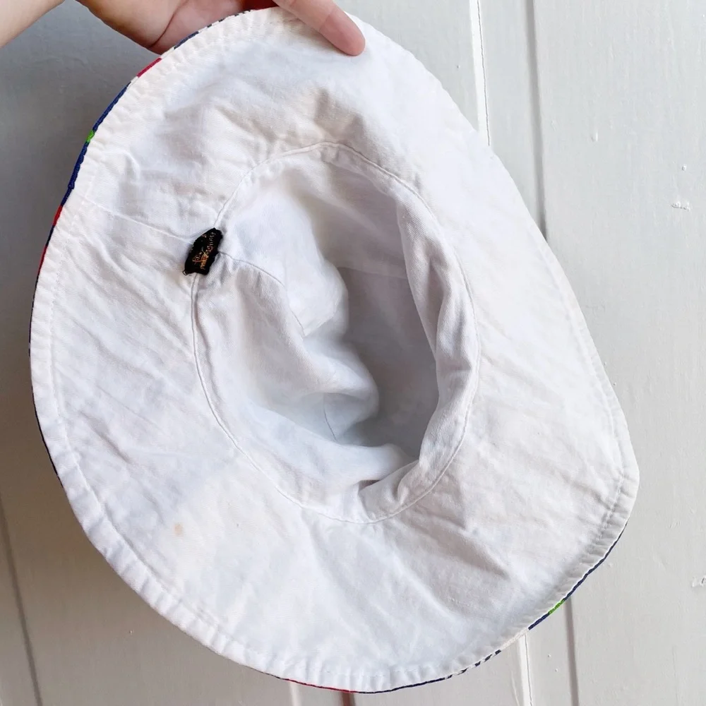 Vintage 70s/80s Reversible 100% Cotton Color Block Floral Pattern Bucket Hat - Picture 4 of 9